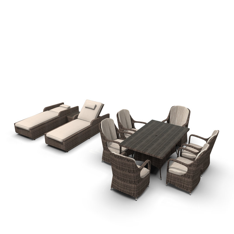 Algird 8 - Person Patio Conversation Set with Cushions, Brown