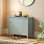 HOMCOM 6 Drawer Chest of Drawers, Fluted Dresser, Wide for Bedroom, Green
