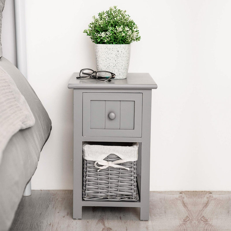 Amanni 35cm W Manufactured Wood Bedside Table, Grey
