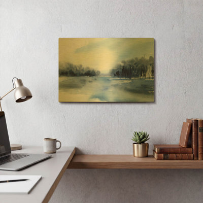 «Winter River» par Katrina Pete, art mural en métal doré, 16 po x 12 po