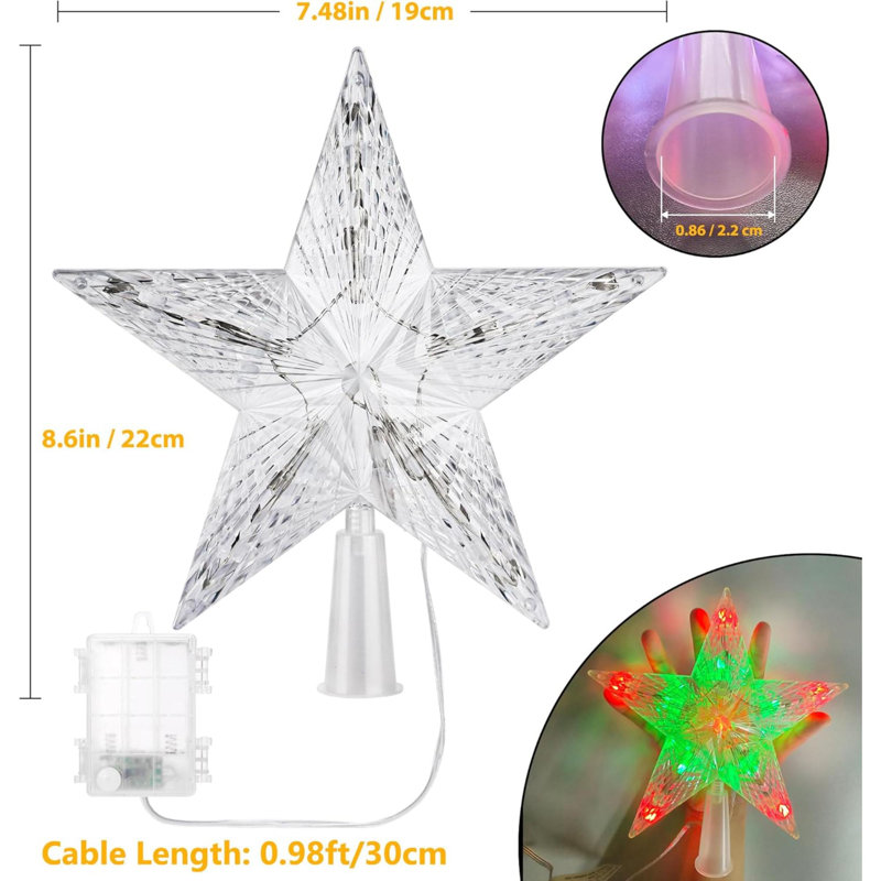Christmas Tree Topper Lighted With 6 Projection Modes,Christmas Star Tree Topper Built-In LED Rotating Lights,Sliver 3D Glitter Dynamic Projection For Xmas Party Holiday Decorations