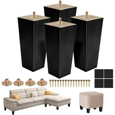 Solid Wood Sofa Legs Replacement Set Of 4 Round Turned Spindle Wooden Bun Feet For Armchair From Furniture Accessories - Price 18.73 - View #5