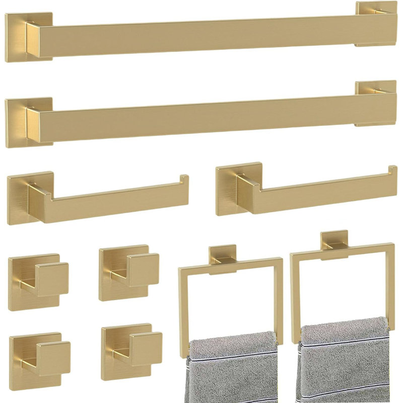 Ensemble d'accessoires de salle de bain 10 pièces, ensemble de quincaillerie de salle de bain en acier inoxydable, porte-serviettes mural pour salle de bain 24 po.