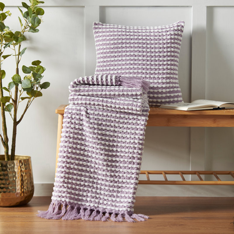 Stab Stitch 125x150cm Blanket Throw, Purple