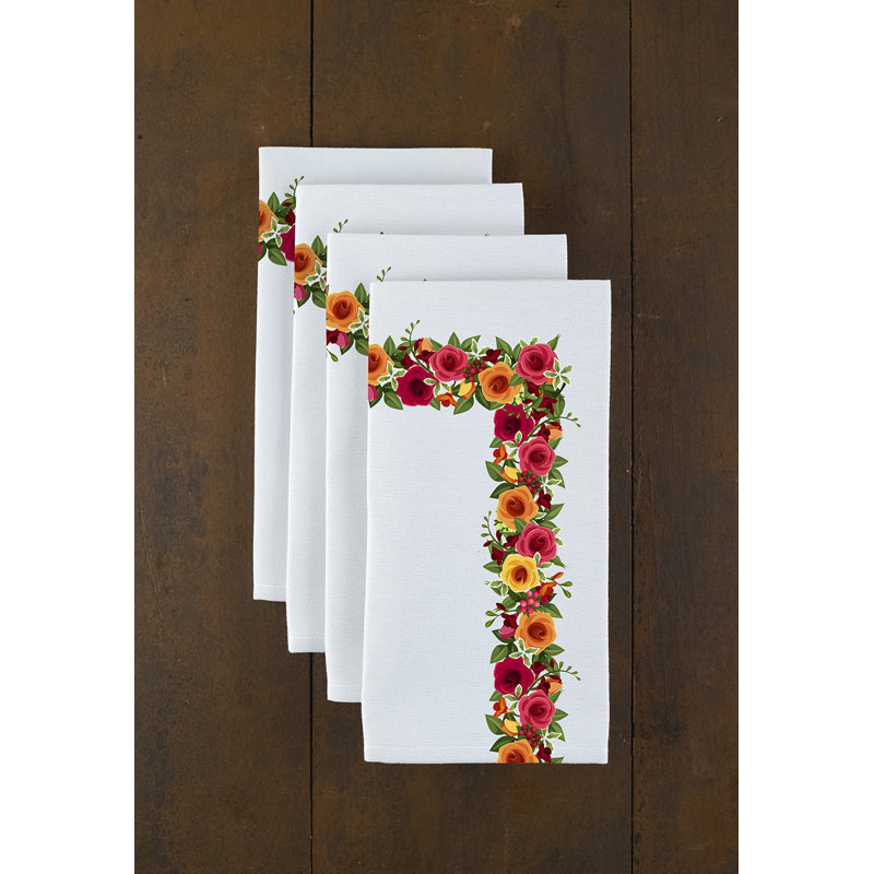 Shawna Polyester Floral Rectangle Napkin, 72" W x 12" L
