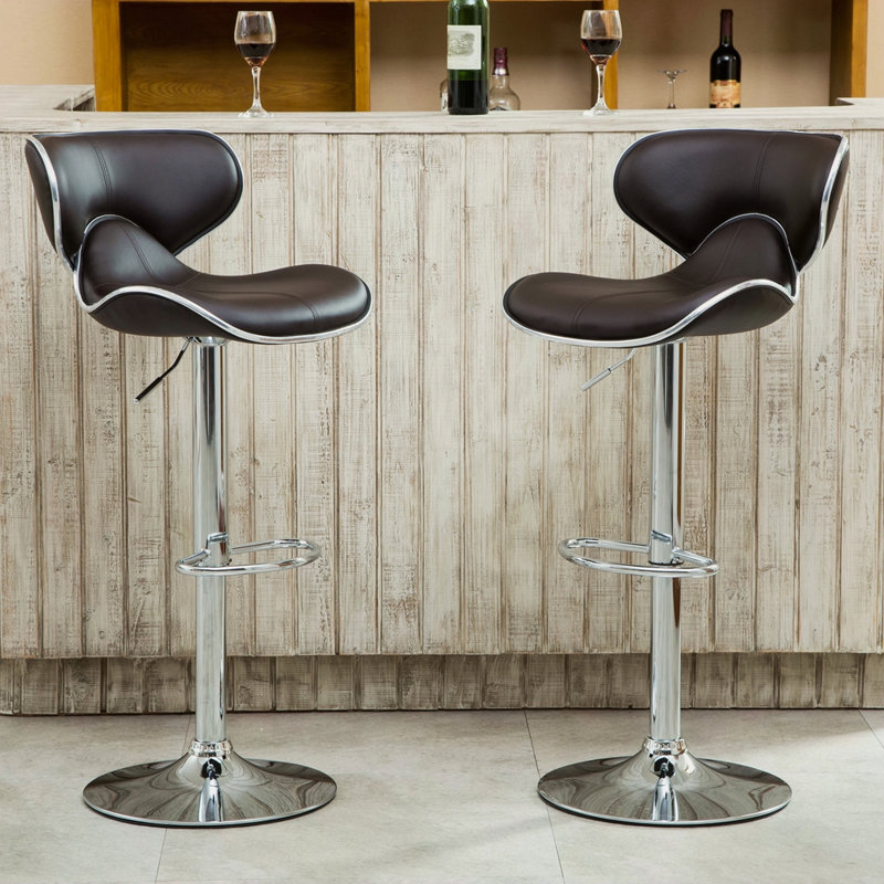 Ensemble de 2 tabourets de bar Upholstery Airlift, Marron foncé
