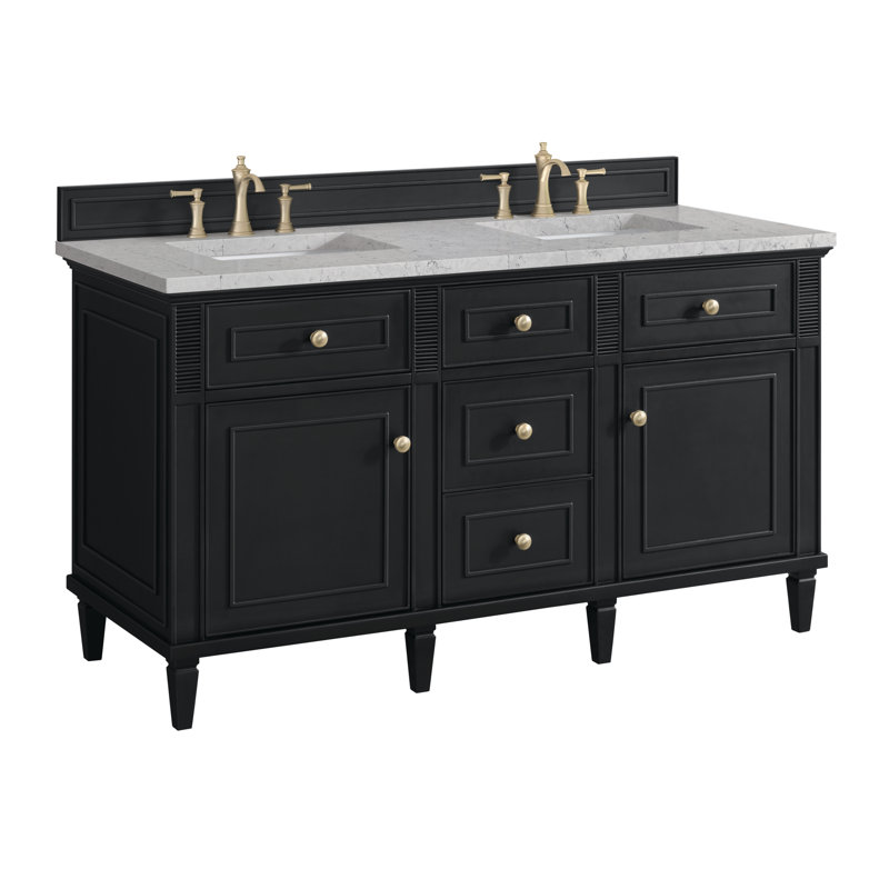 Lorelai 60'' W Double Vanity, Eternal Jasmine Pearl, Black Onyx