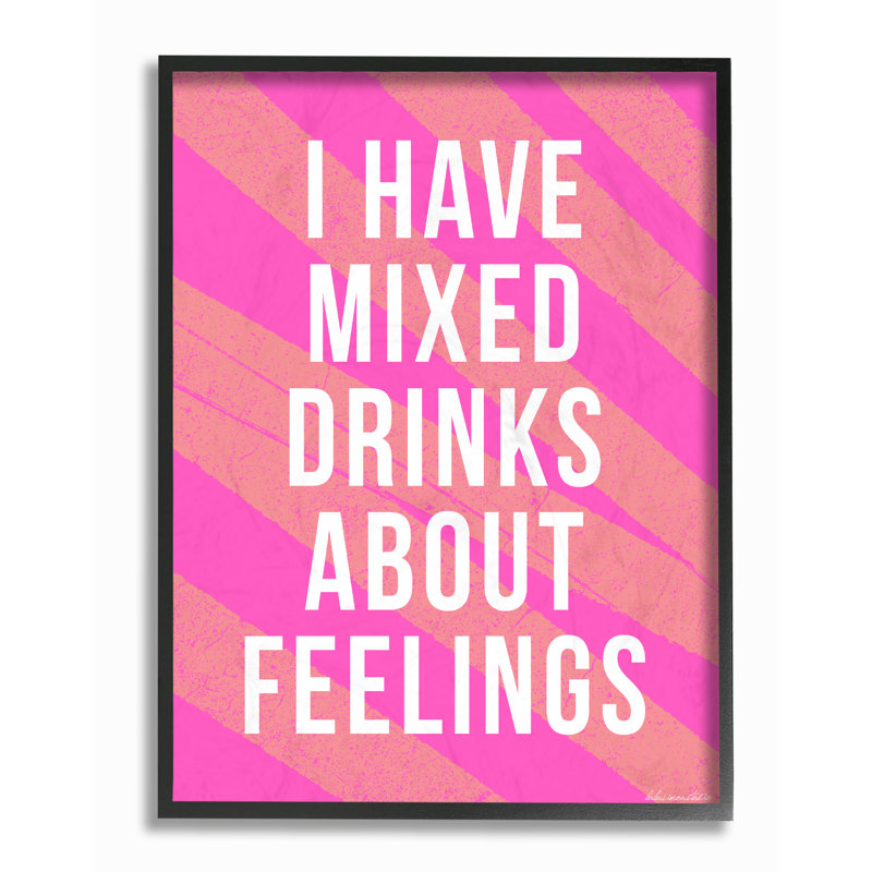 «I Have Mixed Drinks About Feelings», art mural sur toile par House of Lulu, H 14 po x l 11 po x P 1,5 po