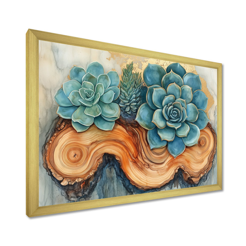 Succulentes sereines II - Affiche encadrée Agave, H 12 po x l 20 po, Encadrement doré