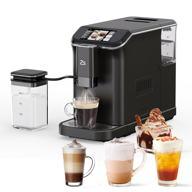 Fully Automatic Espresso Machine - 20-Bar Pressure, Built-In Grinder, Automatic Milk Frother, Intuitive Touch Display, 7 Coffee Varieties, PID Temp Control, 1.5L Water Tank