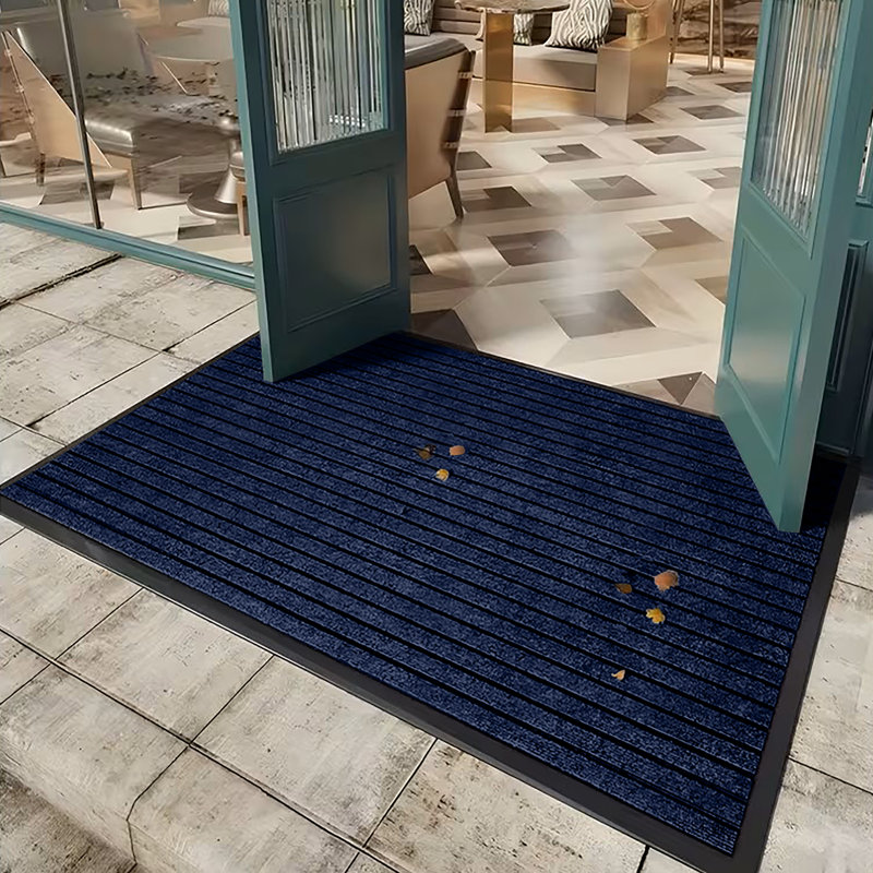 Non-Slip Indoor/Outdoor Hallway Kitchen Bedroom Rubber Door Mat, BLUE, 50x80