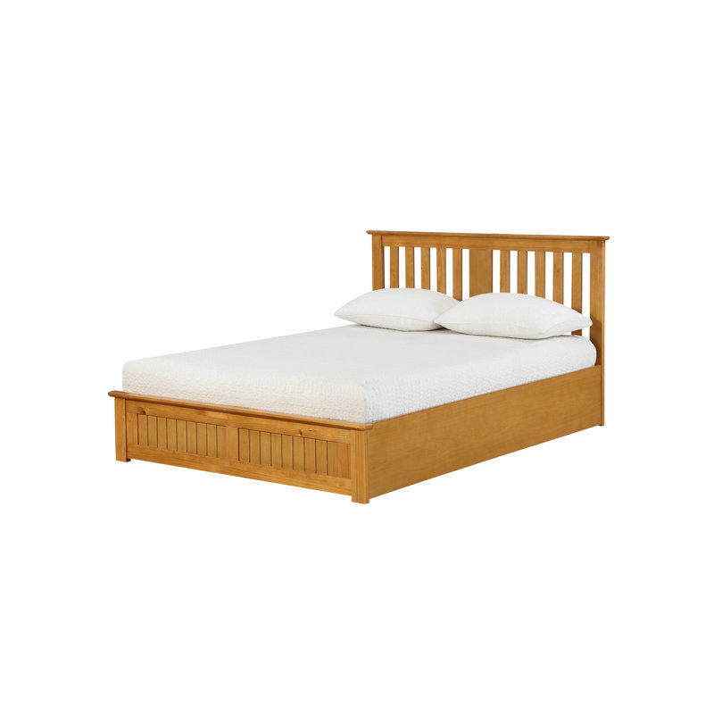 Solid Wood Ottoman Storage Bed, Oak, Kingsize (5')