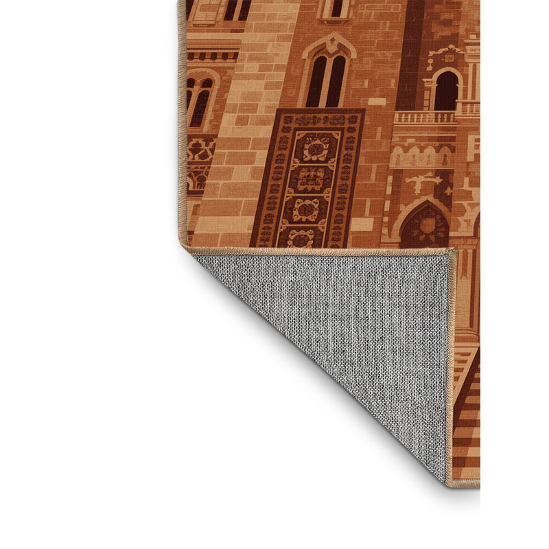 Tapis oriental classique lavable à la machine en brun Madiun - reliure brun clair, 2 pi x 3 pi