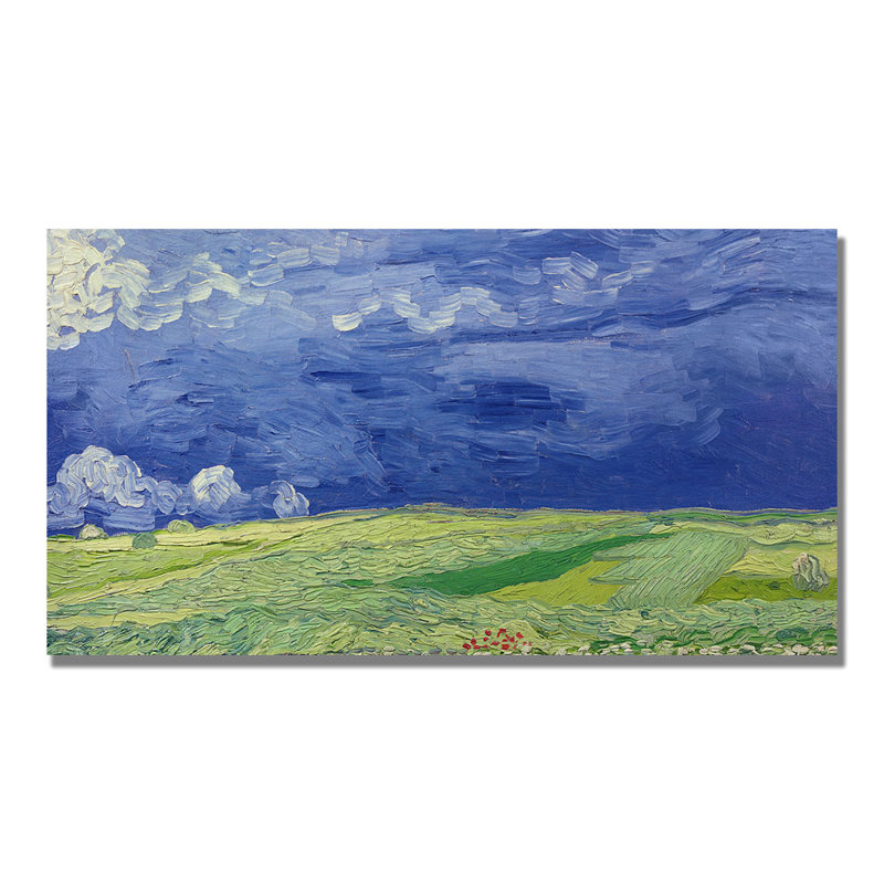 " Wheatfields Under Thundercloud " by Vincent Van Gogh, 24" H x 47" W x 2" D