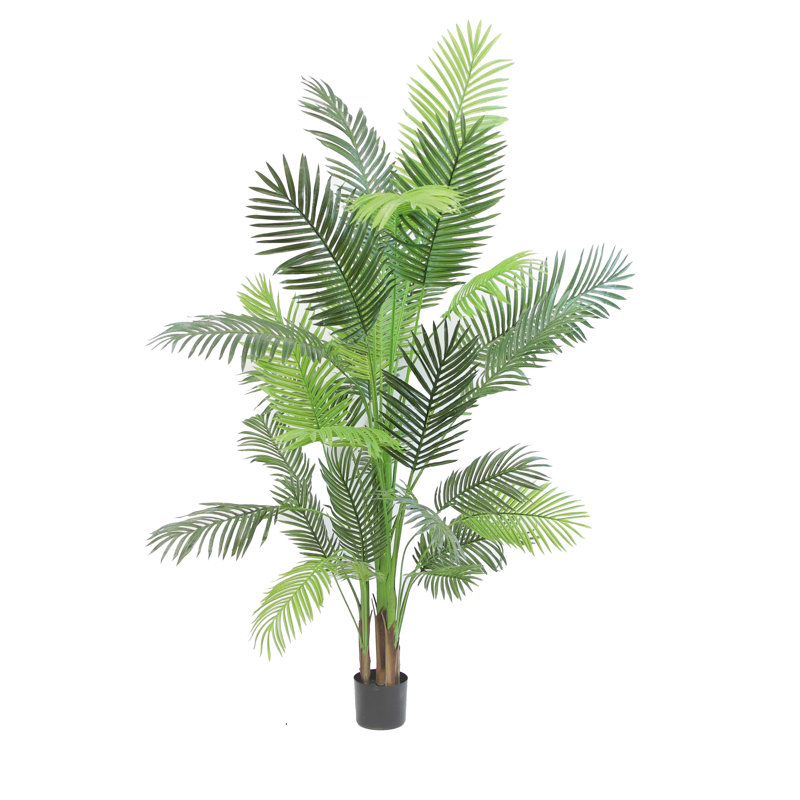 72" Tall Artificial Green Areca Palm in Black Planter Pot