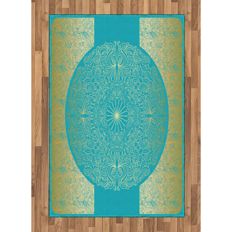 Mandala High Density Long Fiber Poly Threads Decorative Area Rug Carpet, Rectangle 4' x 5'8"