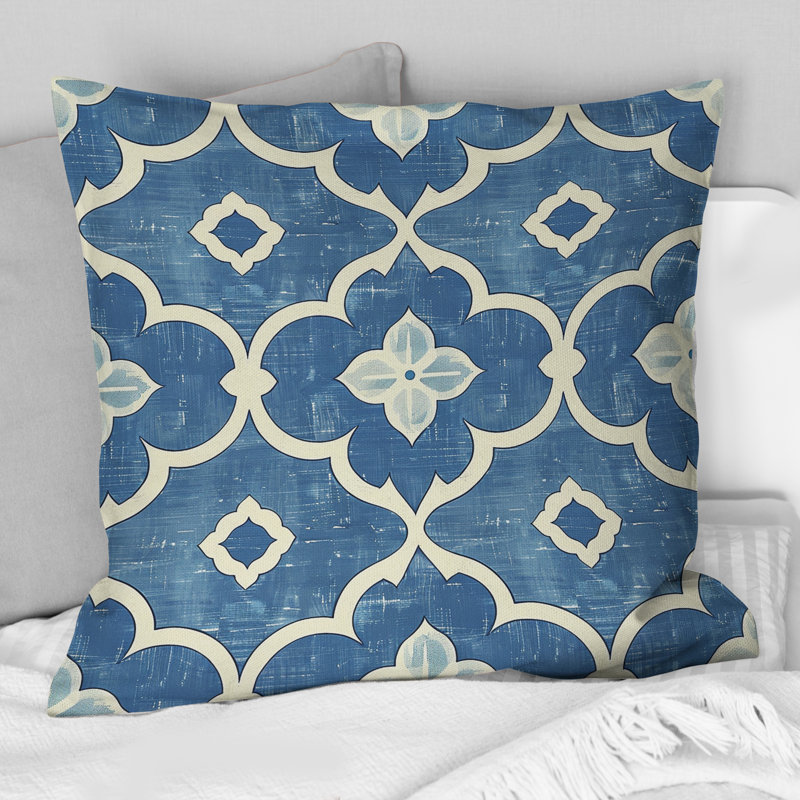 Coussin moderne bleu Modern Trellis, H 16 po x l 16 po