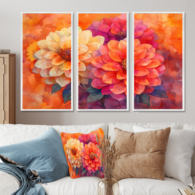 Coucher de soleil aux couleurs vives Dahlia Vision II - art mural Dahlia - 3 panneaux