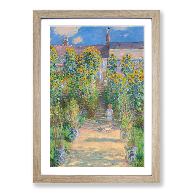 Garden at Vetheuil by Claude Monet - Picture Frame Painting, Oak Framed, 65cm H x 48cm W x 2cm D