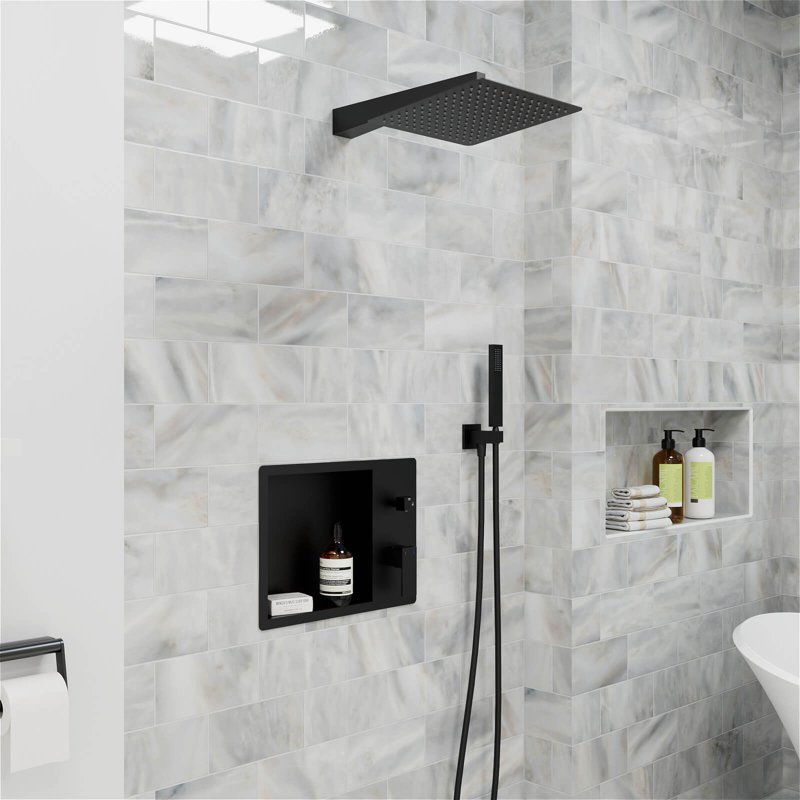 Système de pomme de douche à pluie 12 "avec niche de douche et fixation murale GT