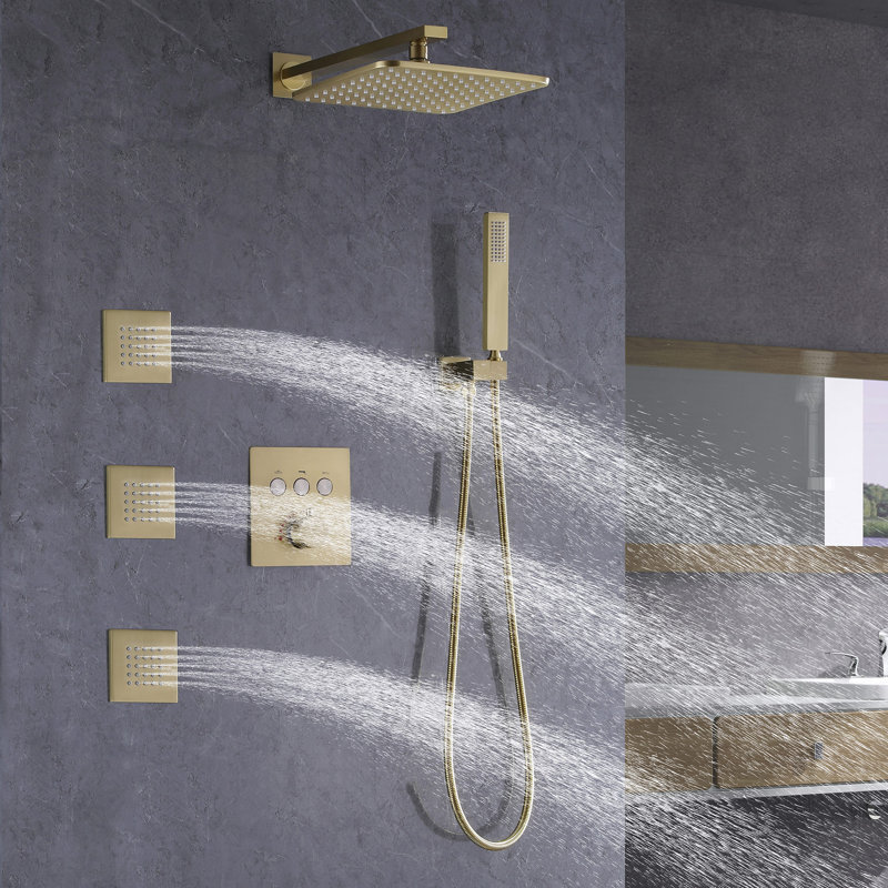 All-In-One Kit with Rough in-Valve, Brushed Gold