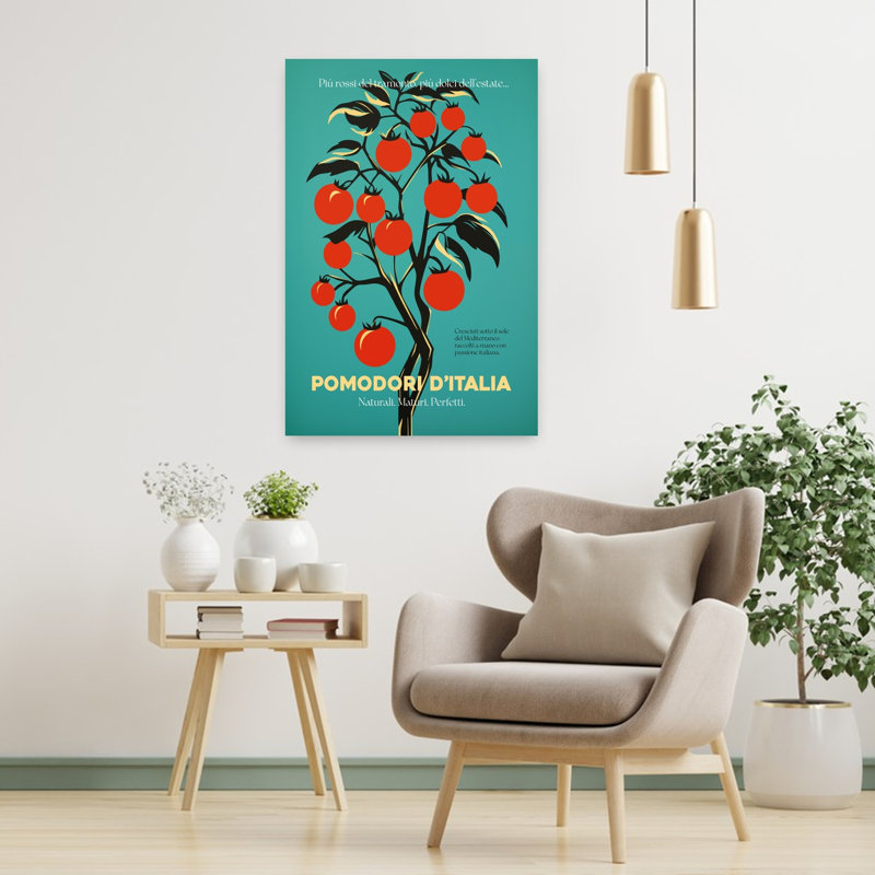«Vibrant Italian Tomatoes», art floral rétro rétro avec plante fruitière, H 36 po x l 24 po