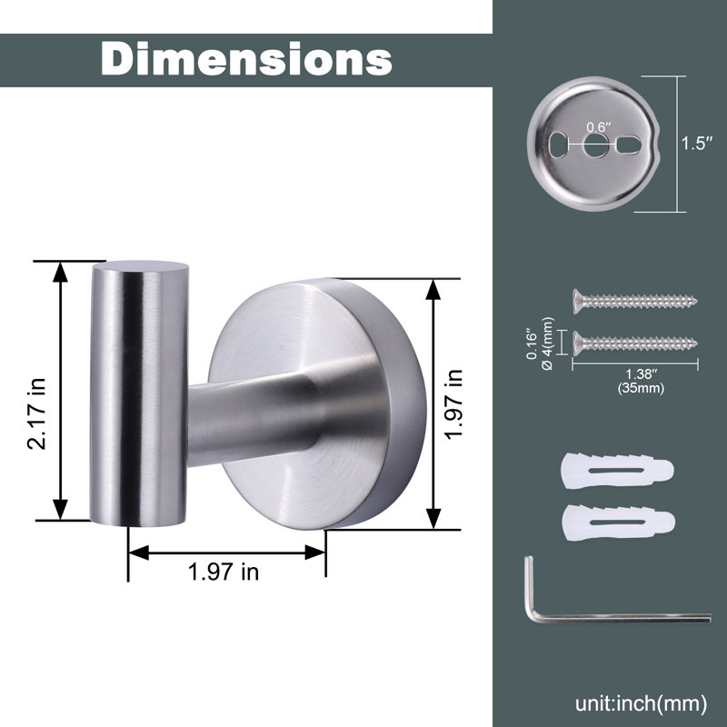 Brushed Nickel Wall Mounted J-Hook Towel Hooks (4-Pack)