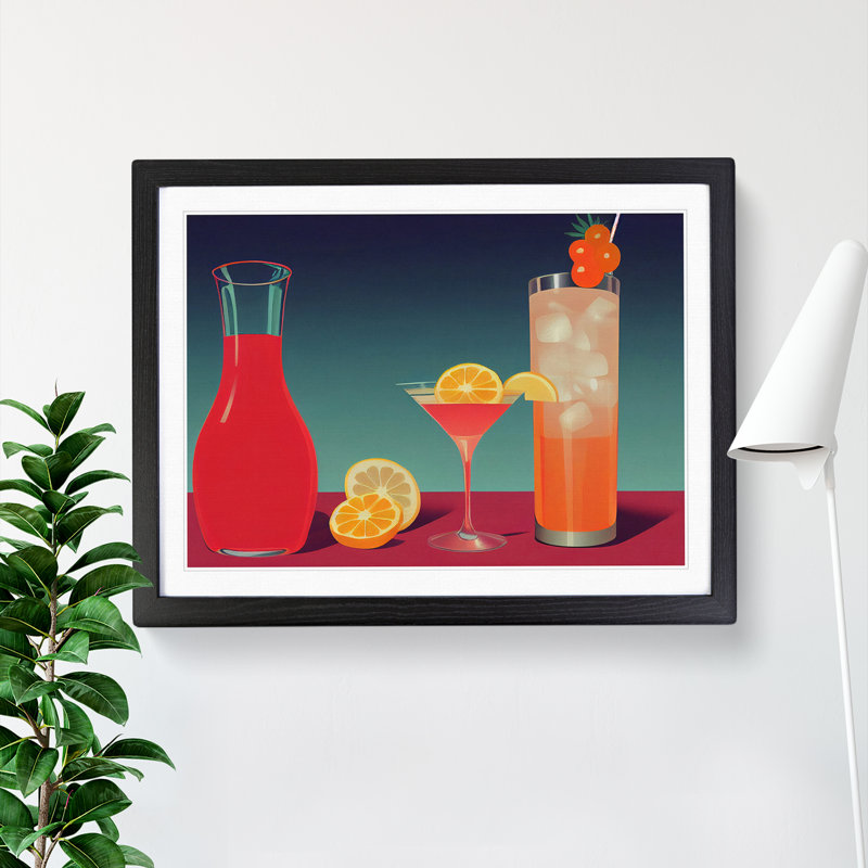 XH1022-6075X Modern Cocktail Art Vol.2 - Single Picture Frame Print, Black, 46cm H x 64cm W x 2cm D