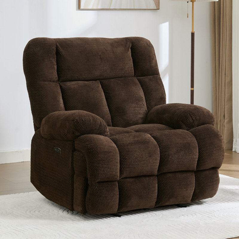 43.3" Wide Zero Gravity Oversized Power Recliner Chairs With USB Charging, Brown