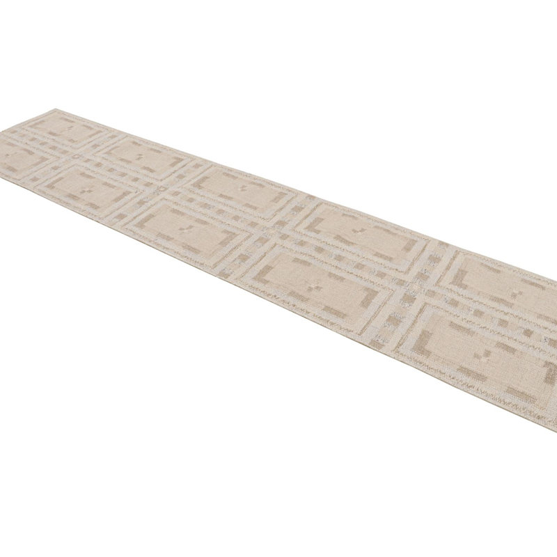 Scandinavian Hand Knotted Geometric Area Rug, Rectangle 9' x 12'