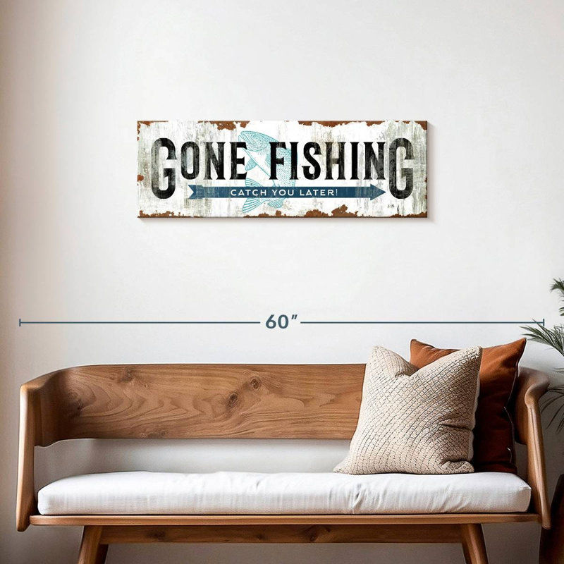 «Gone Fishing», impression sur toile, H 12 po x l 36 po x P 1,25 po