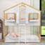 Lit superposé simple au-dessus d'un lit simple en bois avec boîte de rangement, garde-corps et échelle-1101310223