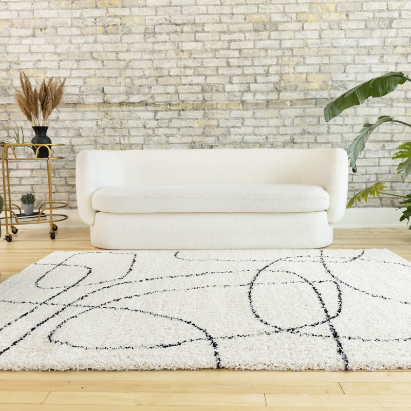 Tapis noir crème Audeliz, Rectangle 7 pi 10 po x 10 pi 10 po