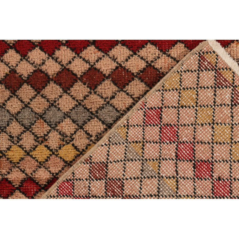 Pasha Wool Geometric Area Rug in Brown/Red/Yellow