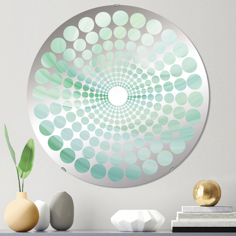 Miroir décoratif vert à spirale ondulée - MIR106235 C, 23,6 po x 23,6 po