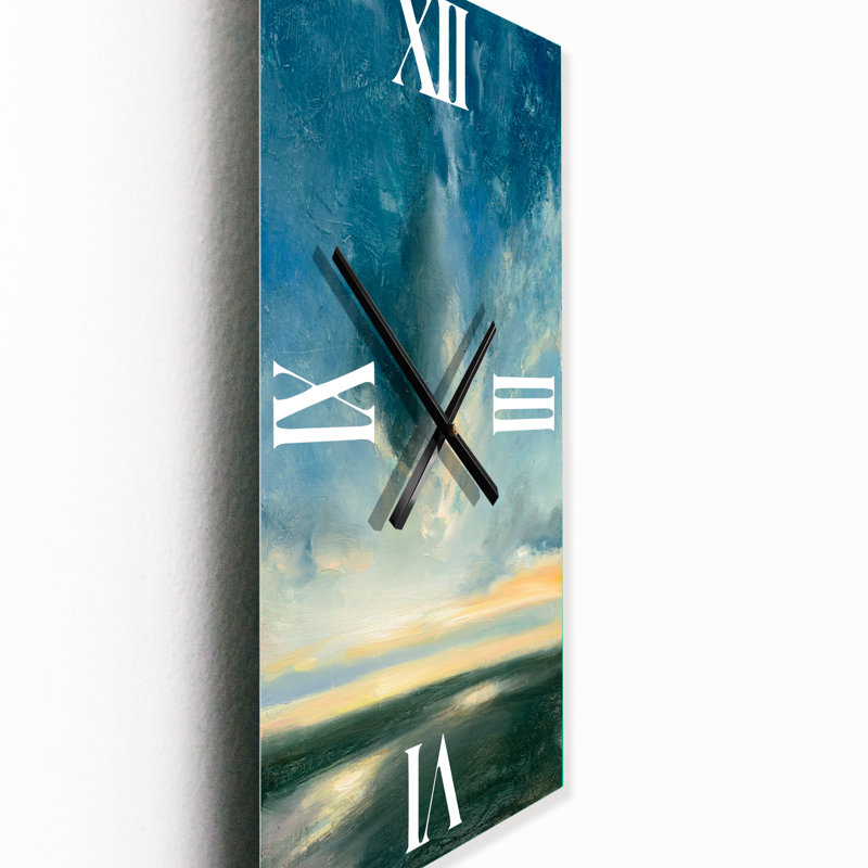 Blue Coastal Sunrise - Horloge murale traditionnelle, Grand