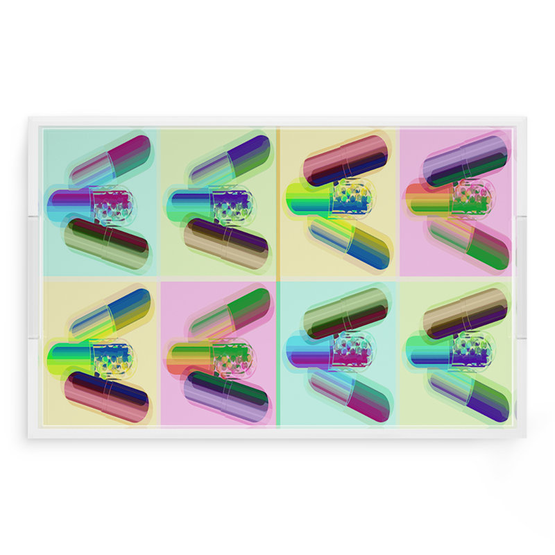 Butterflies Acrylic Rectangle Decorative Tray, 2" H x 22.5" W x 14.5" D