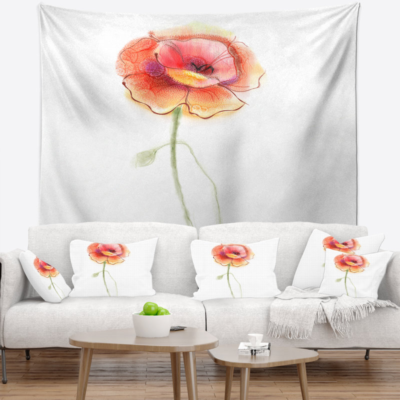 Tapisserie fleur de coquelicot, H 50 po x l 60 po