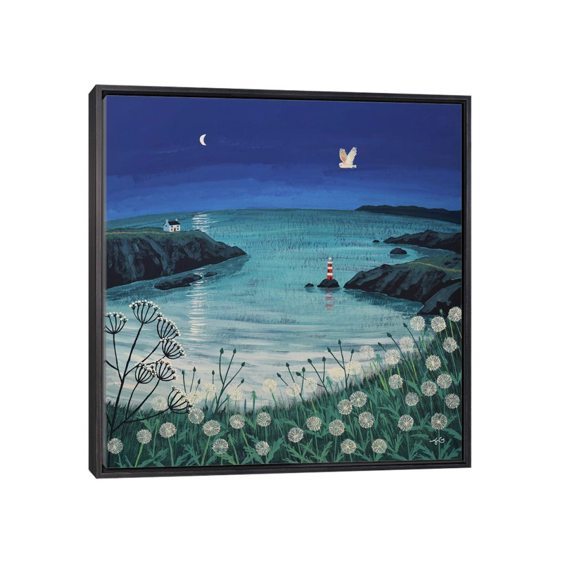«Time and Tide» par Jo Grundy - reproduction d'art, Pas de tapis, H 18 po x l 18 po x 1,5 po, Toile avec cadre noir patiné
