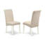 L'ensemble de table de salle à manger 5 pièces pour 4 personnes comprend une table de cuisine ronde avec piédestal et 4 chaises de salle à manger Parson en tissu crème, 42 x 42 po, lin blanc-335537860-335537859