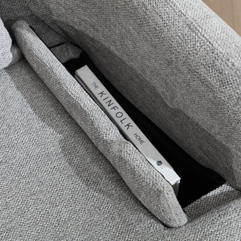 Fauteuil inclinable manuel pivotant avec accoudoirs amovibles et rangement, Gris argenté