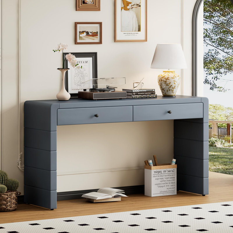 Console courbée avec espace de rangement, Naturel