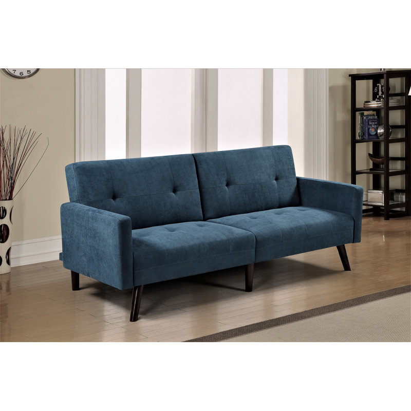 Eldon Upholstered 79'' Sleeper Sofa, Blue Linen