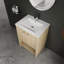 Meuble-lavabo autoportant avec lavabo en céramique, 2 portes à fermeture douce, chêne, contreplaqué-1377226979