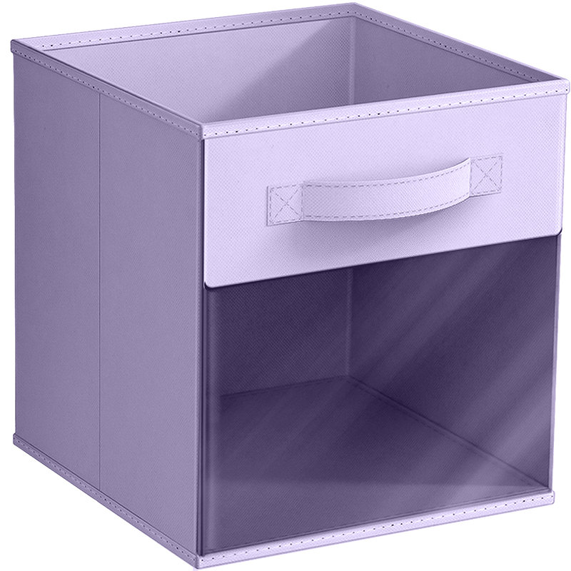 Sorbus 11" Storage Bin with Clear Window and Handles – 1-Piece Foldable Fabric Organizers, Pastel Purple, Pastel Purple
