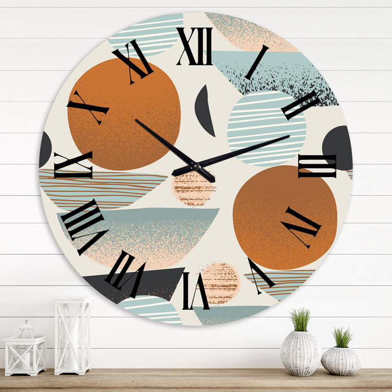 Horloges murales rétro avec formes abstraites Suns and Moons I, Surdimensionné