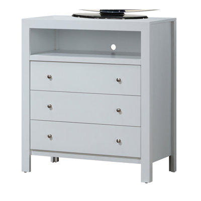 Elegant White Transitional Media Chest