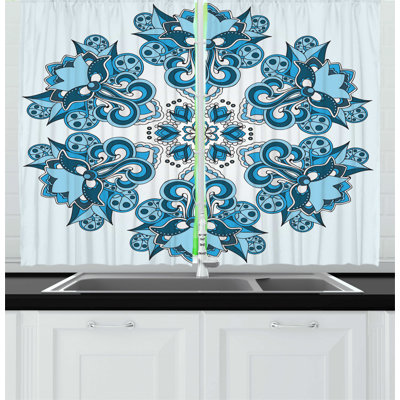 No Pattern and Not Solid Color Pointed Kitchen Curtain