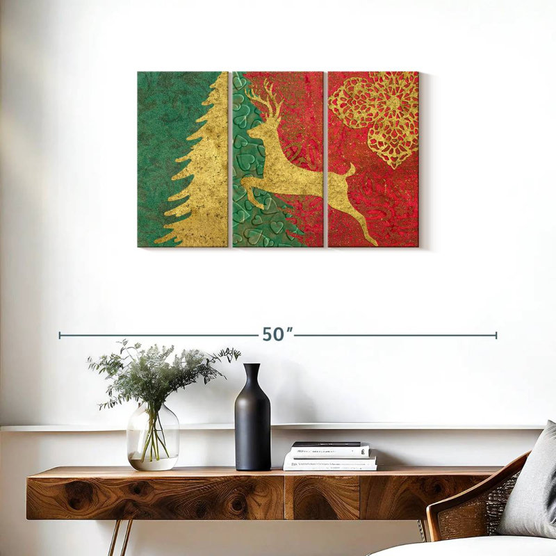  «Xmas Tree And Deer, H 20 po x l 33 po