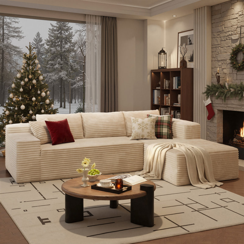 Canapé modulaire rembourré sans dossier de 2 pièces Viola de 104,5 po avec méridienne en forme de L Viola et canapé de coin moderne à assise profonde Viola